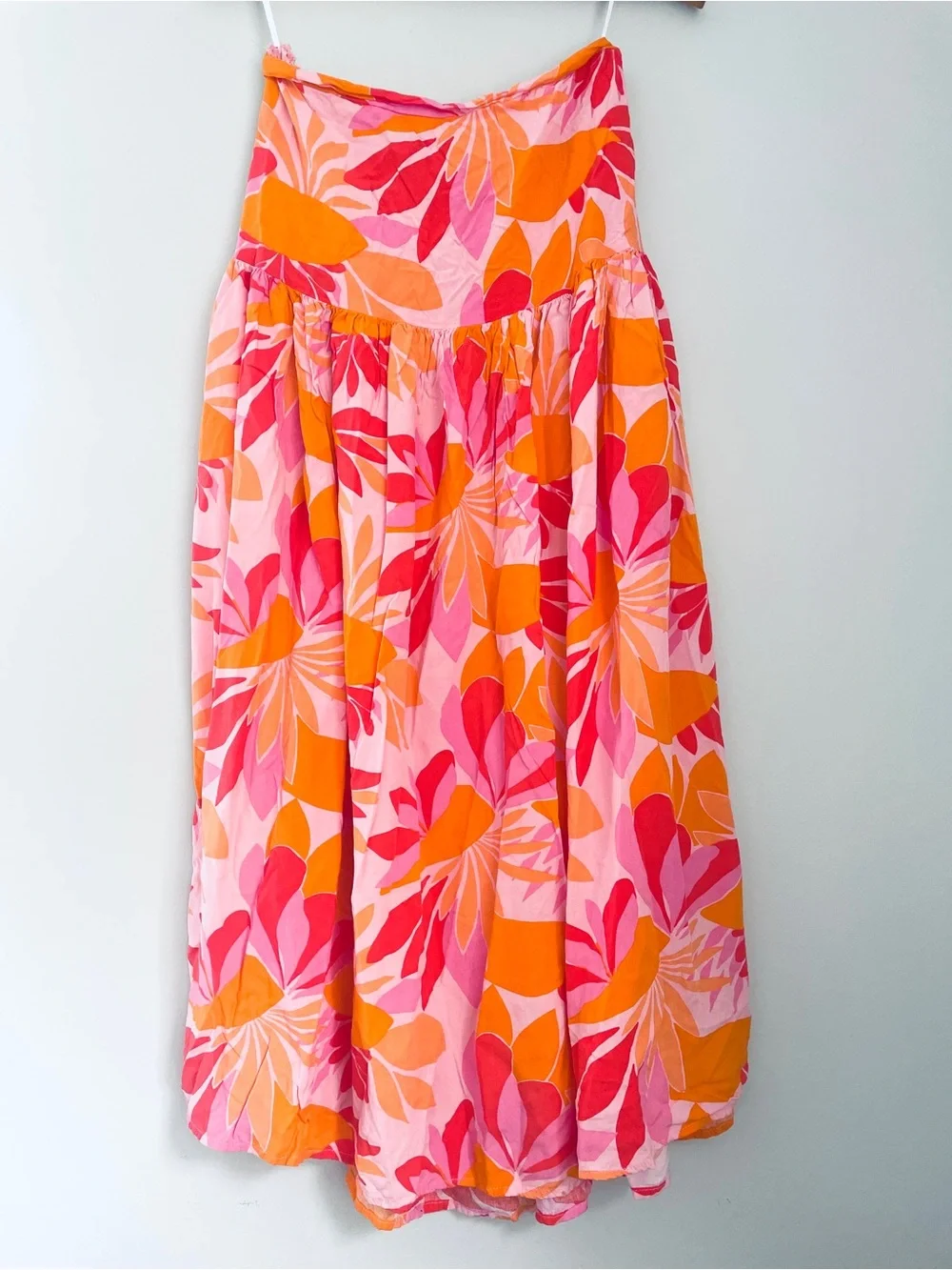 Anthropologie Abel the Label Bright Pink Orange Floral Rumi Maxi Skirt Medium
